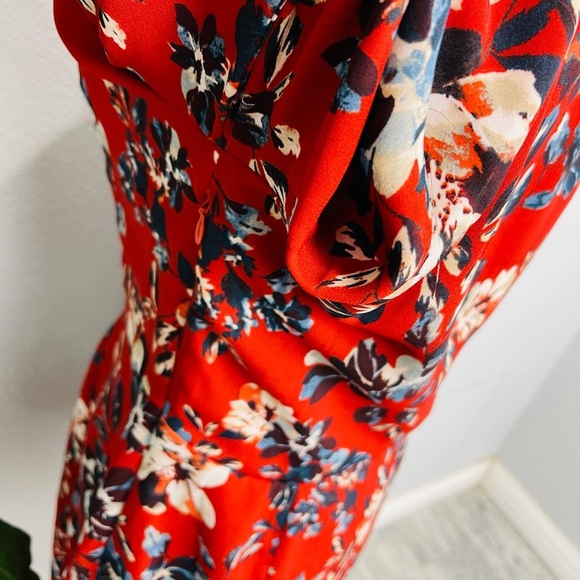 JACK by BB DAKOTA BLUE FLORAL LONG BELL SKEEVE BUTTON DOWN DRESS - Picture 6 of 7